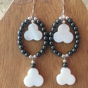 Sterling, mother of pearl and hematite earrings